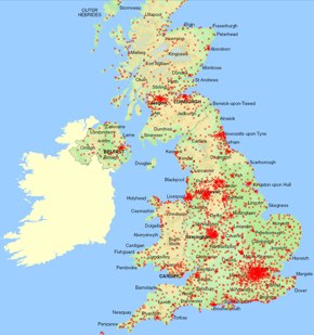 Reports plotted against national distributions in this case using postcodes